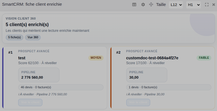Fiche client enrichie